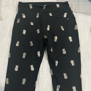 Beyond yoga. Small. Black with gold pineapple design